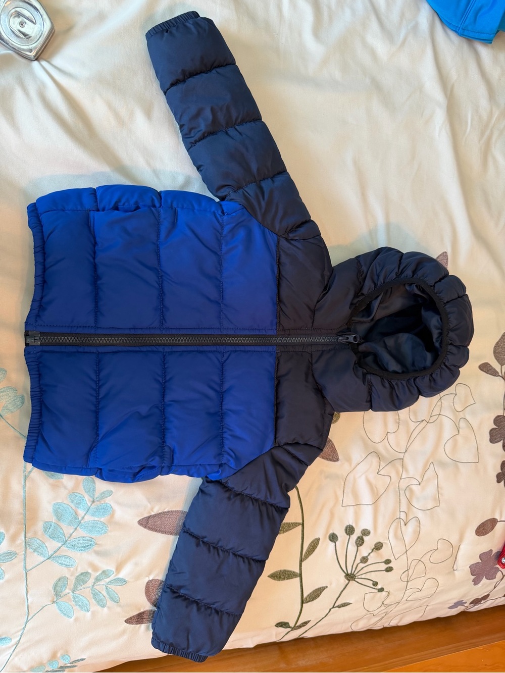 The Children's Place Toddler Boys Colorblock Hooded Puffer Jacket Blue 3T